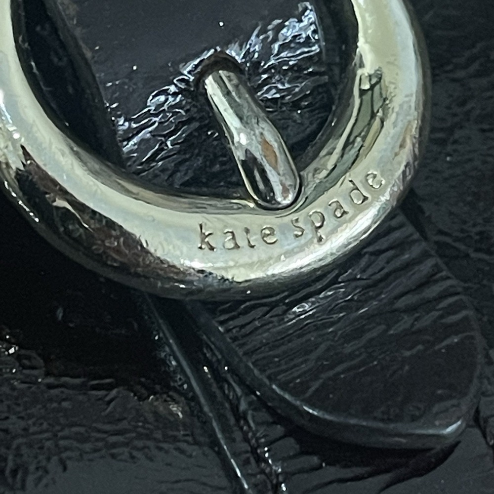 Kate Spade New York Black Patent Leather Trifold Wallet Buckle Metallic Int - Picture 16 of 16